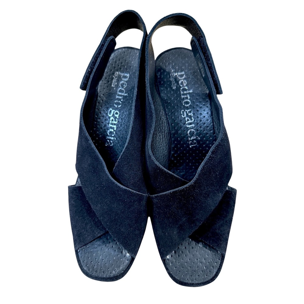 Pedro Garcia Federica Black Suede Criss-Cross Platform Sandals Spain 38.5/8.5 - Picture 6 of 10